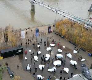 ice watch from the members balcony at the tate modern december 2018